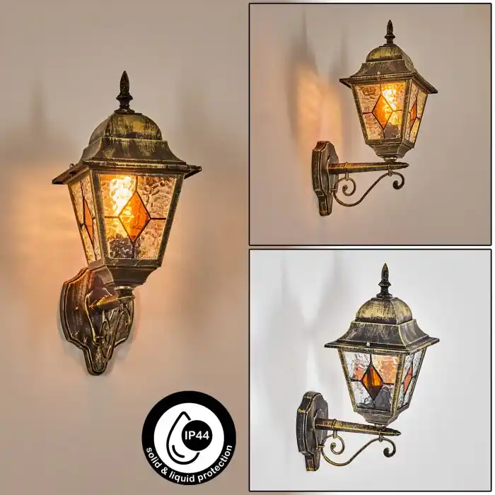 Chatelain Buitenlicht, Wandlamp voor buiten Goud, Zwart, 1-licht Korting
