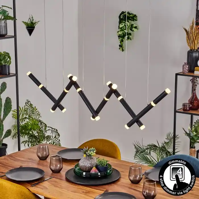Gratis Retour Pousseline Hanglamp, Hanglamp LED Zwart, 1-licht