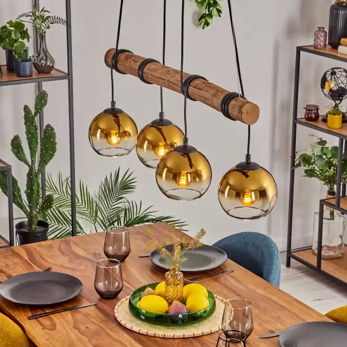 Goedkoop Koyoto Hanglamp, Kogellampje, Hanglamp Natuurlijke kleuren, Zwart, 4-lichts