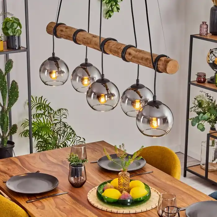Lage Kosten Koyoto Hanglamp, Kogellampje, Hanglamp Natuurlijke kleuren, Zwart, 5-lichts