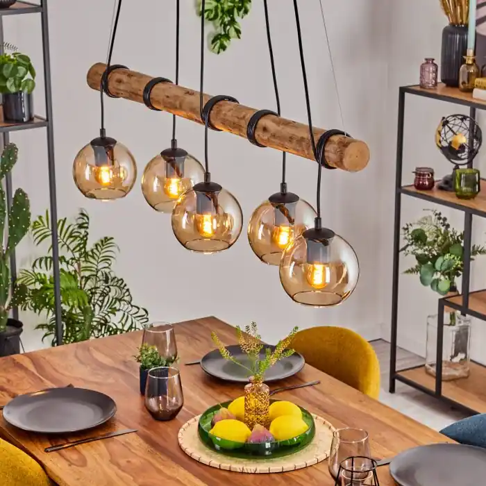 Koop Vandaag Koyoto Hanglamp, Kogellampje, Hanglamp Natuurlijke kleuren, Zwart, 5-lichts
