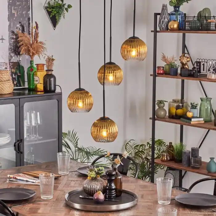 Koyoto Hanglamp, Kogellampje, Hanglamp 35 cm Goud, Duidelijk, 4-lichts Beste Prijs