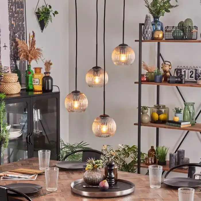 Beperkte Voorraad Koyoto Hanglamp, Kogellampje, Hanglamp Amber, Duidelijk, 4-lichts