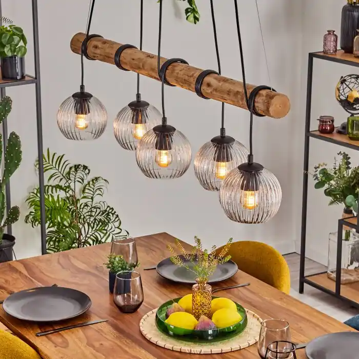 Koyoto Hanglamp, Kogellampje, Hanglamp Natuurlijke kleuren, Zwart, 5-lichts Lage Prijs