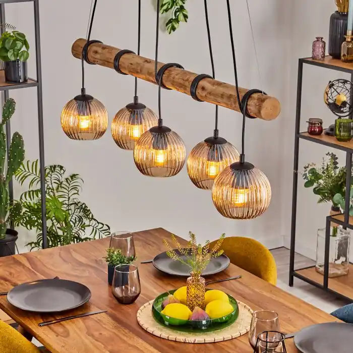 Tijdelijk Beschikbaar Koyoto Hanglamp, Kogellampje, Hanglamp Natuurlijke kleuren, Zwart, 5-lichts