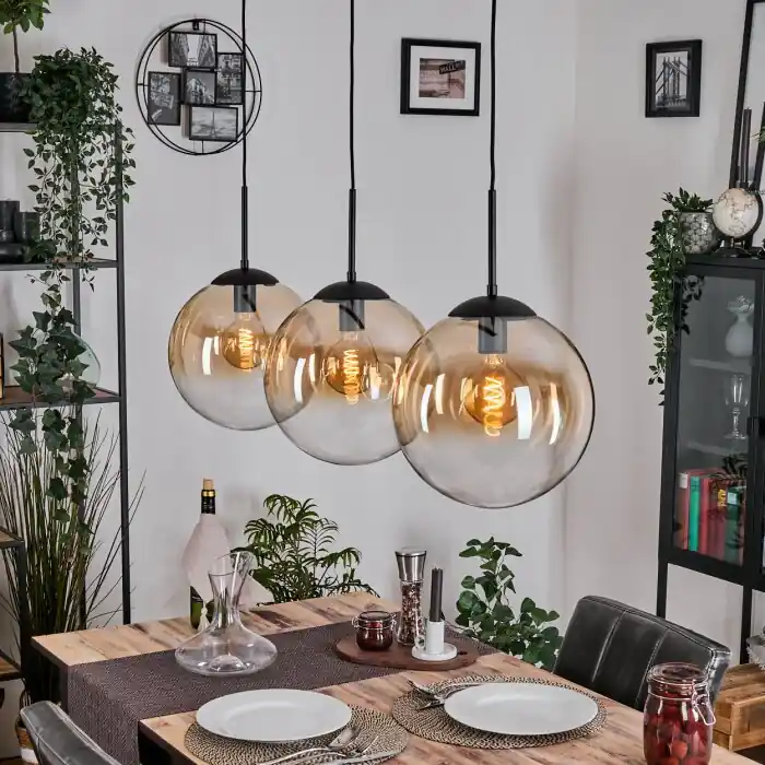 Gastor Hanglamp, Kogellampje, Hanglamp Amber, Duidelijk, 3-lichts Veilige Betaling