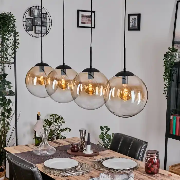 Gastor Hanglamp, Kogellampje, Hanglamp Amber, Duidelijk, 4-lichts Seizoensaanbieding
