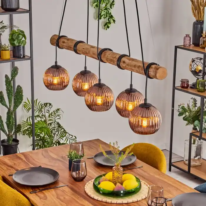 Uitverkoop Koyoto Hanglamp, Kogellampje, Hanglamp Natuurlijke kleuren, Zwart, 5-lichts