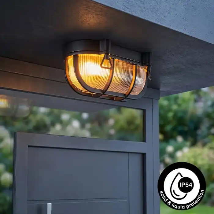 Godel Plafondlamp voor buiten, Plafondlamp Zwart, 1-licht Direct Beschikbaar