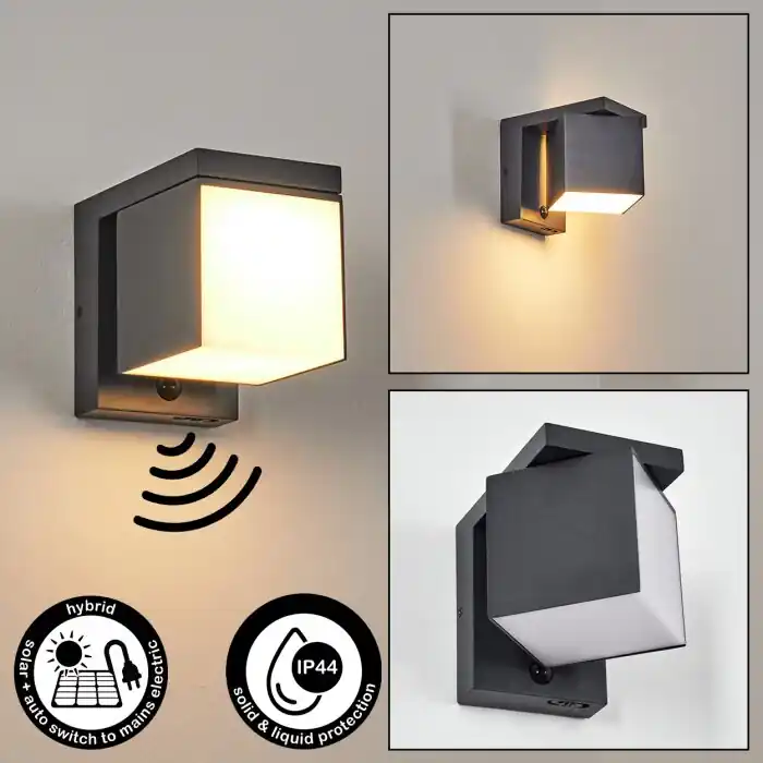 Pocilgas Wandlamp voor buiten, Muurspot LED Antraciet, 1-licht, Bewegingsmelder Dagaanbieding