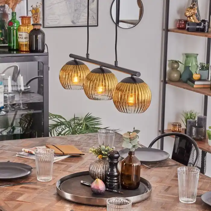 Bestel Nu Koyoto Hanglamp, Kogellampje, Hanglamp Goud, Duidelijk, 3-lichts