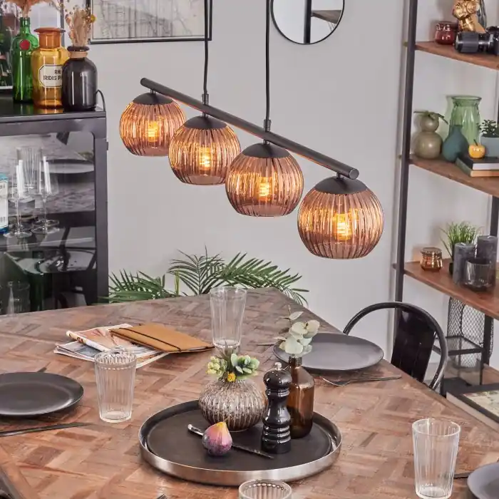 Koyoto Hanglamp, Kogellampje, Hanglamp Koperkleurig, 4-lichts Exclusieve Aanbieding