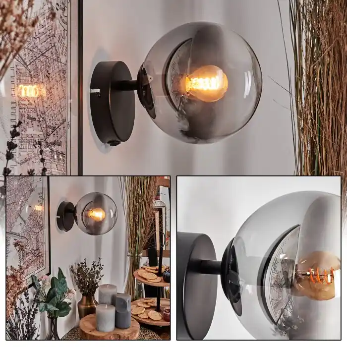 Koyoto Kogellampje, Wandlamp, Muurspot Duidelijk, Rookkleurig, 1-licht Betrouwbaar