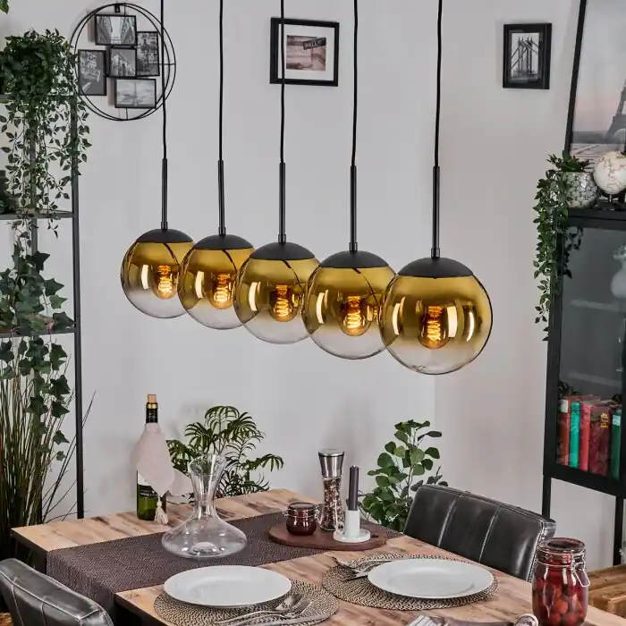 Gastor Hanglamp, Kogellampje, Hanglamp Goud, Duidelijk, 5-lichts Favoriet