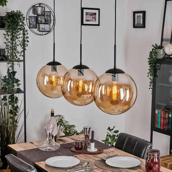 Beperkte Voorraad Gastor Hanglamp, Kogellampje, Hanglamp Amber, 3-lichts