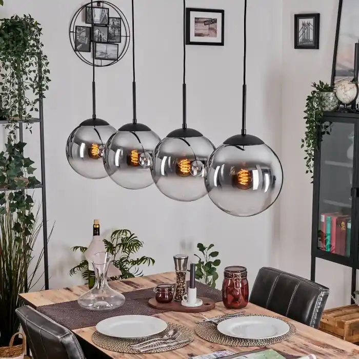 Gastor Hanglamp, Kogellampje, Hanglamp Chroom, Duidelijk, Rookkleurig, 4-lichts Merkproduct
