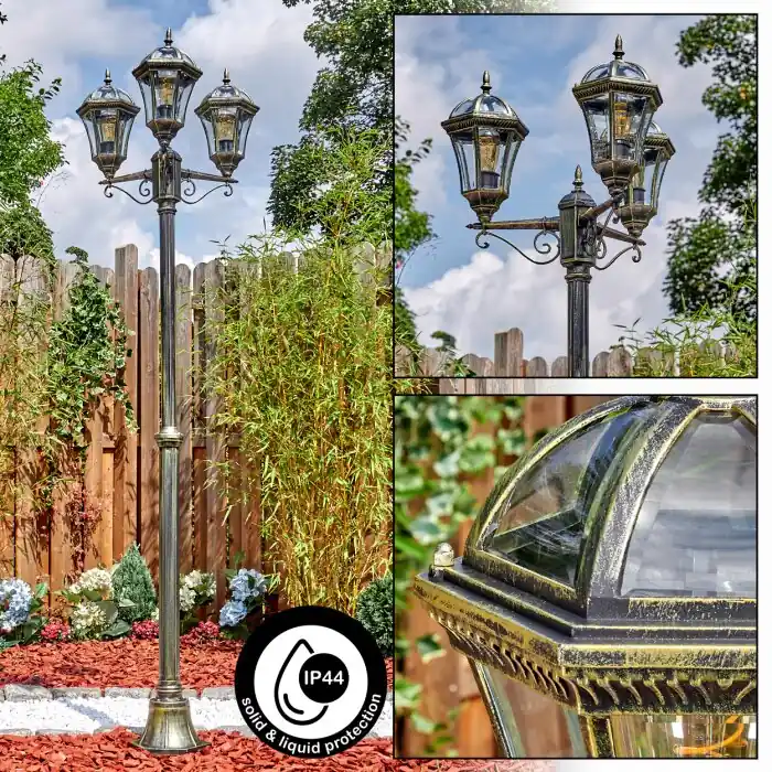 Laatste Versie Lavajo Buitenlicht, Kandelaar, Pad licht Goud, Zwart, 3-lichts