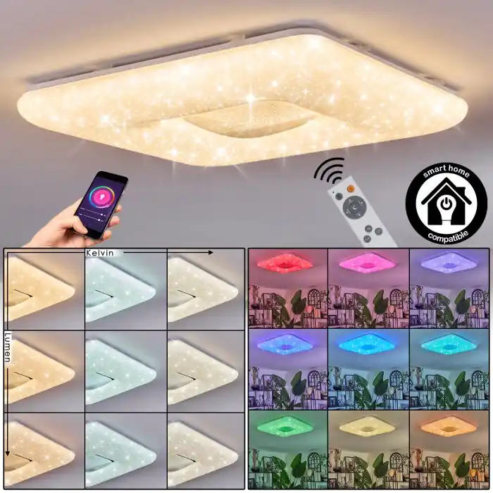 Flavlev Plafondlamp LED Zilver, Wit, 1-licht, Afstandsbediening Nieuw