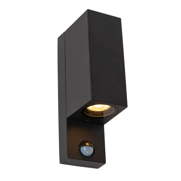 Uitverkoop Lucide IR Wandlamp voor buiten Zwart, 2-lichts, Bewegingsmelder