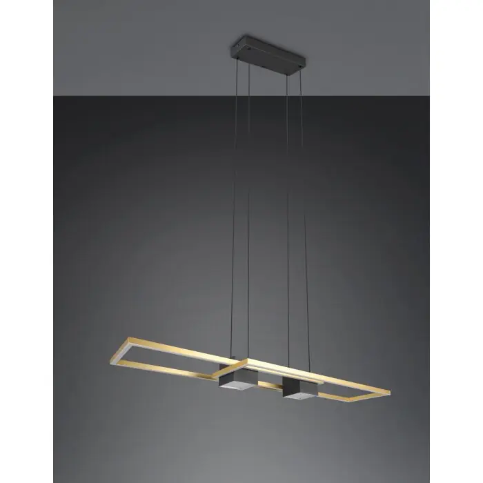 Trio verlichting ALBANY Hanglamp LED Zwart-Goud, 1-licht, Afstandsbediening Gratis Retour