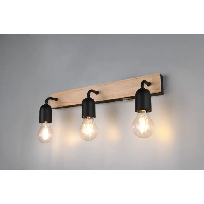 Trio verlichting Arturo Wandlamp Hout licht, 3-lichts Weekendaanbieding