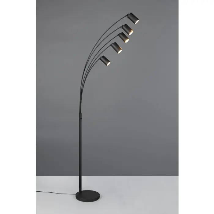 Direct Beschikbaar Trio verlichting Marley Staande lamp, Booglampen Zwart, 5-lichts