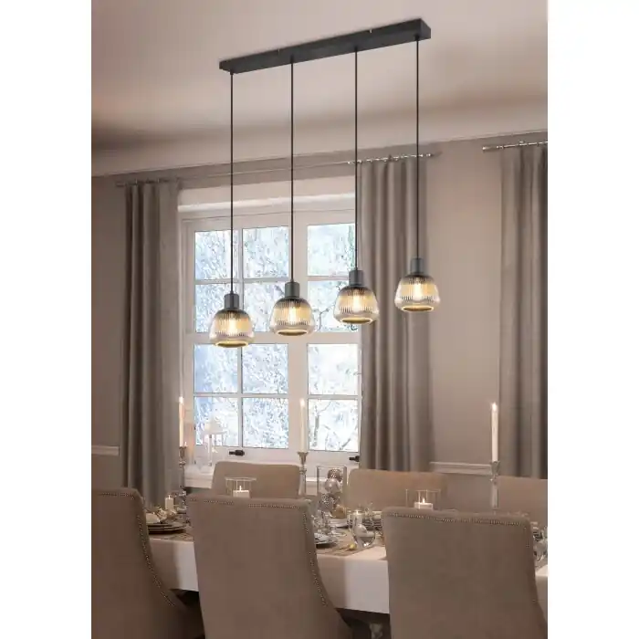 Trio verlichting Tarifa Hanglamp Zwart, 4-lichts Populair