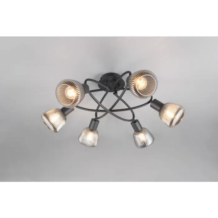 Speciale Aanbieding Trio verlichting Tarifa Plafondlamp Zwart, 6-lichts