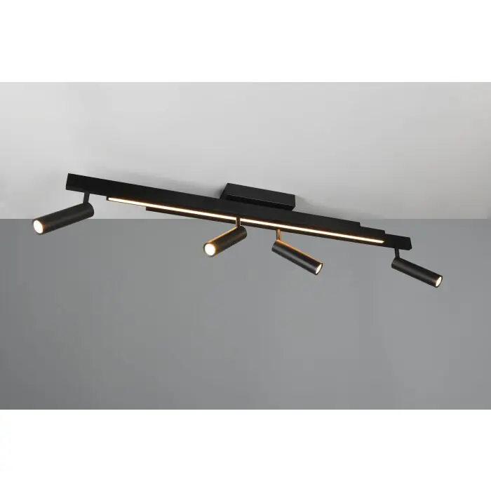 Trio verlichting Zeno Plafondlamp LED Zwart, 5-lichts, Afstandsbediening Koopje