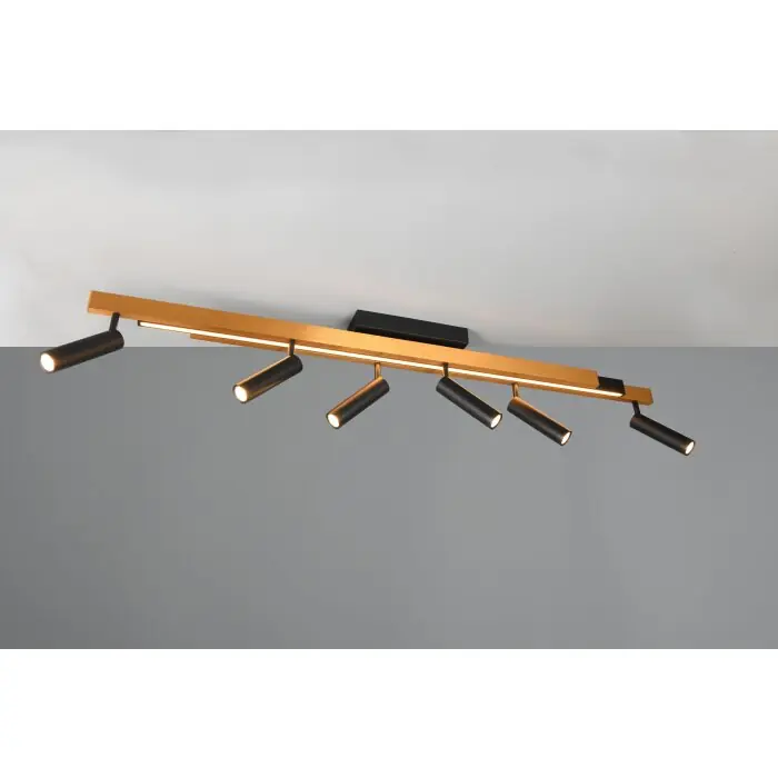 Laatste Versie Trio verlichting Zeno Plafondlamp LED Zwart-Goud, 7-lichts, Afstandsbediening