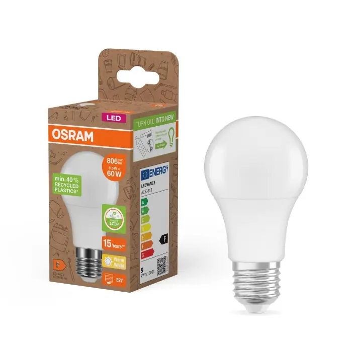 Koop Vandaag Osram E27 8.5 Watt warm wit 806 Lumen