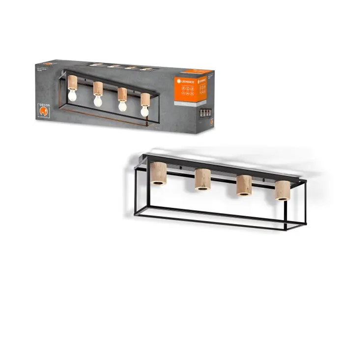 Ledvance DECOR Wand- en plafondlamp Zwart, 4-lichts Gereduceerde Prijs