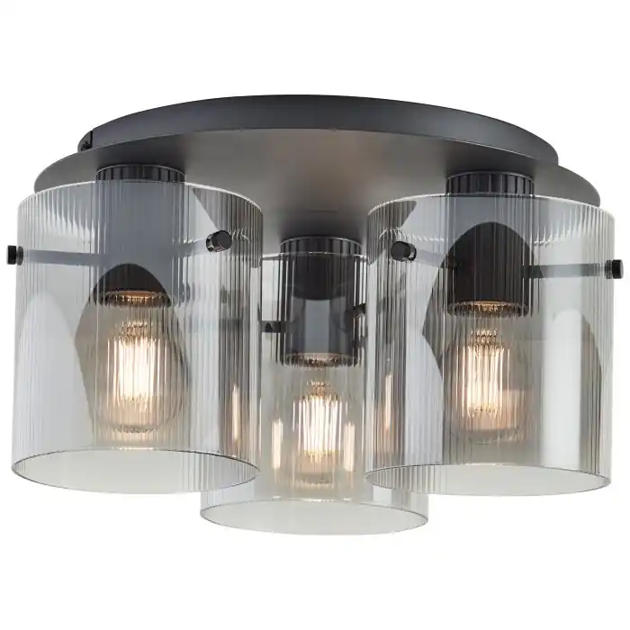 Lage Prijs Briljante lampen Riffelini Plafondlamp Zwart, 3-lichts