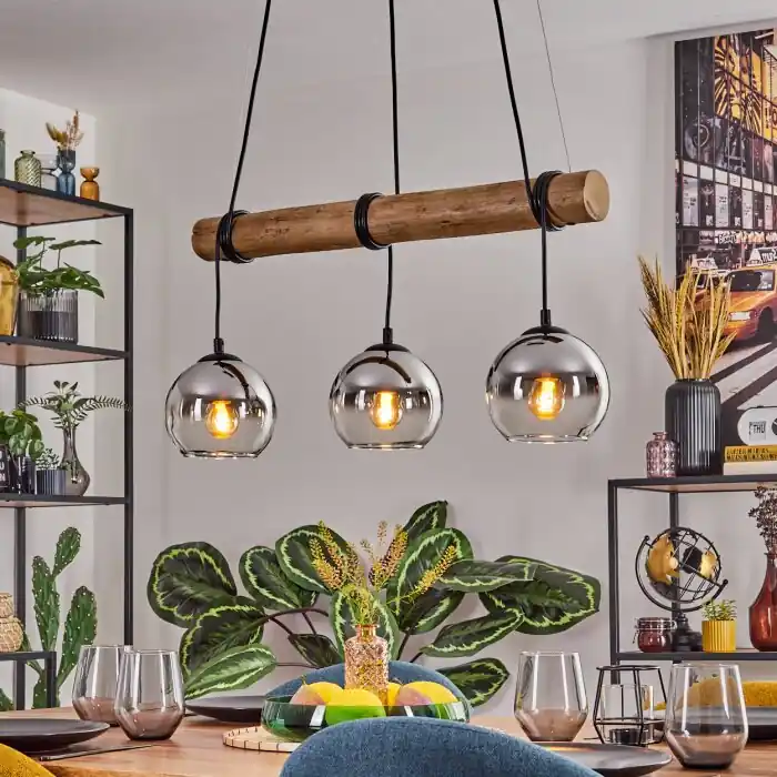 Uitverkoop Koyoto Hanglamp, Kogellampje, Hanglamp Natuurlijke kleuren, Zwart, 3-lichts