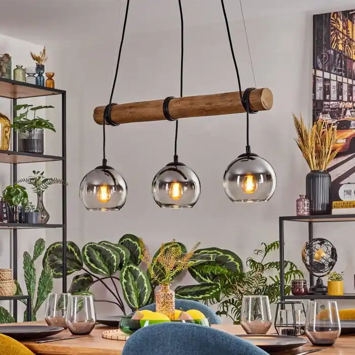 Koyoto Hanglamp, Kogellampje, Hanglamp Natuurlijke kleuren, Zwart, 3-lichts Actieprijs