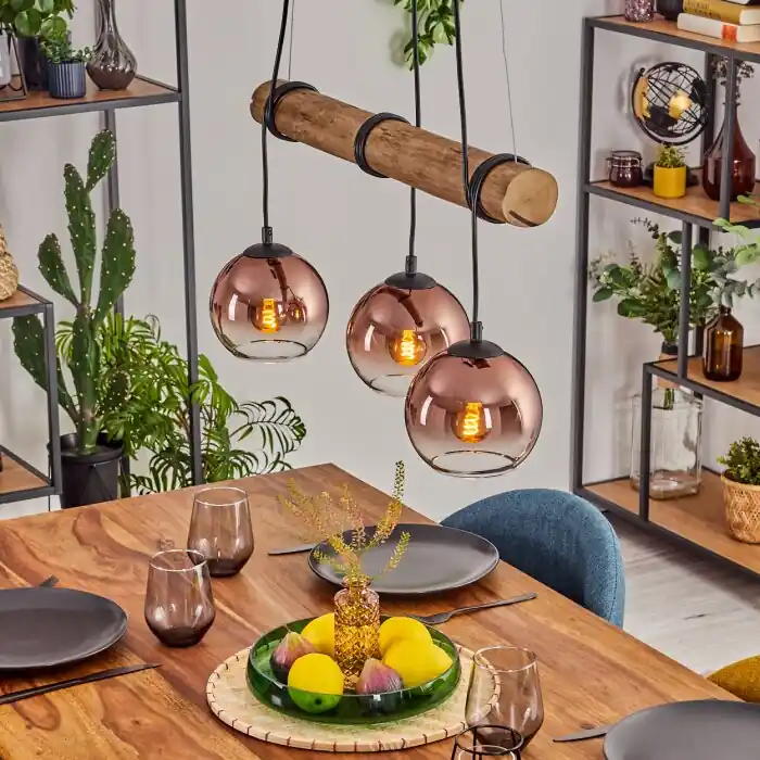 Koyoto Hanglamp, Kogellampje, Hanglamp Natuurlijke kleuren, Zwart, 3-lichts Goedkoop