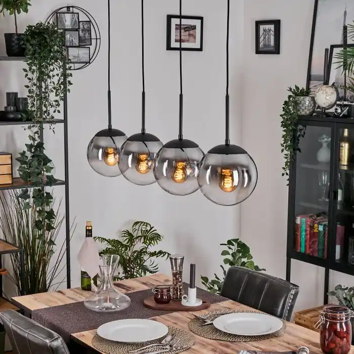 Gastor Hanglamp, Kogellampje, Hanglamp Duidelijk, Rookkleurig, 4-lichts Betrouwbaar