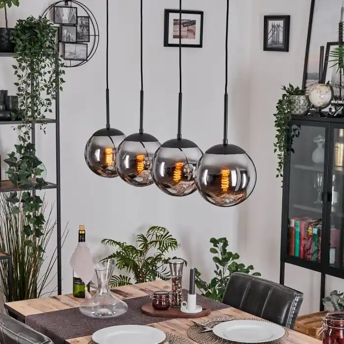 Gastor Hanglamp, Kogellampje, Hanglamp Chroom, Rookkleurig, 4-lichts Fabrieksprijs