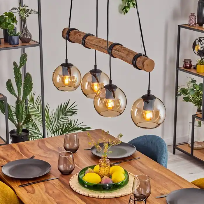 Koyoto Hanglamp, Kogellampje, Hanglamp Natuurlijke kleuren, Zwart, 4-lichts Beperkte Voorraad