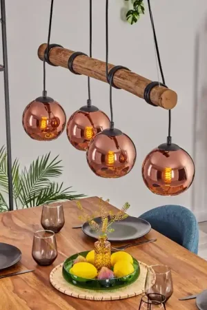 Weekendaanbieding Koyoto Hanglamp, Kogellampje, Hanglamp Natuurlijke kleuren, Zwart, 4-lichts