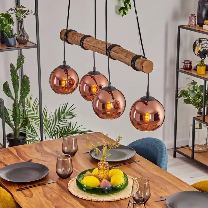 Weekendaanbieding Koyoto Hanglamp, Kogellampje, Hanglamp Natuurlijke kleuren, Zwart, 4-lichts