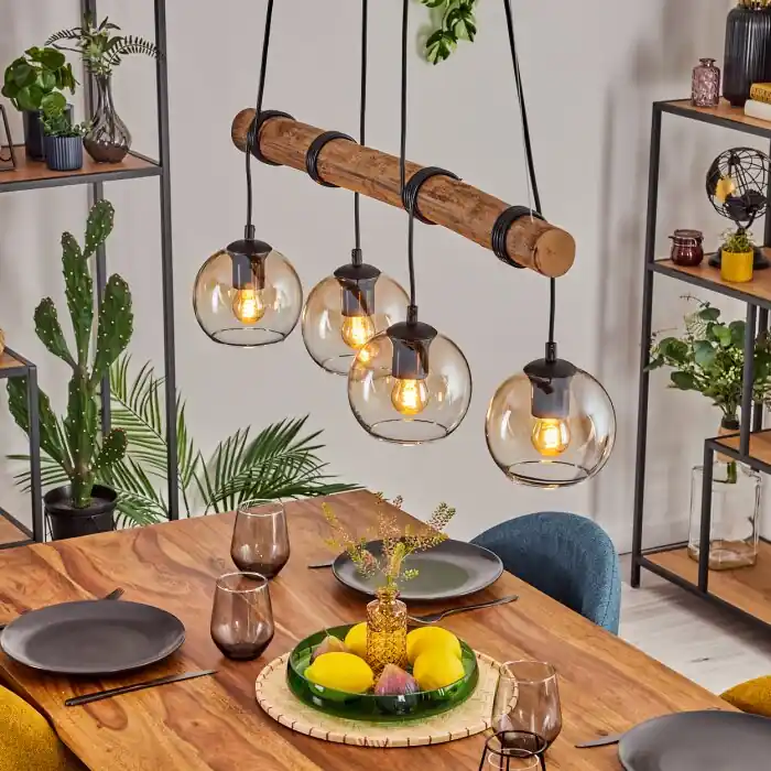 Direct Beschikbaar Koyoto Hanglamp, Kogellampje, Hanglamp Natuurlijke kleuren, Zwart, 4-lichts