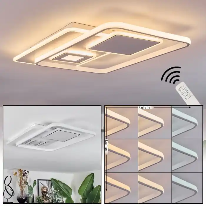 Sezures Plafondlamp LED Wit, 1-licht, Afstandsbediening Direct Beschikbaar