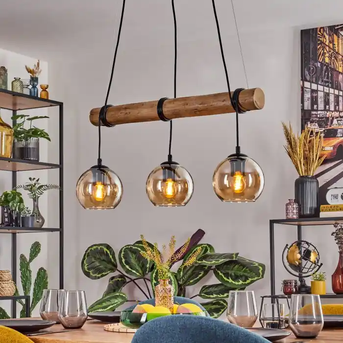 Direct Verzonden Koyoto Hanglamp, Kogellampje, Hanglamp Natuurlijke kleuren, Zwart, 3-lichts