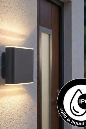 Actieprijs Paranhas Wandlamp voor buiten, Badkamerlamp, Licht omhoog & omlaag, Wandlamp Antraciet, 1-licht
