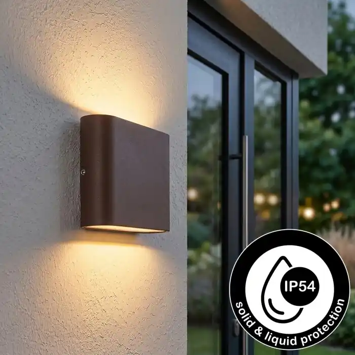 Weekendaanbieding Gamas Wandlamp voor buiten, Badkamerlamp, Licht omhoog & omlaag, Wandlamp Roest, 1-licht