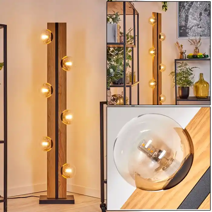 Hete Deal Chehalis Kogellampje, Staande lamp Natuurlijke kleuren, Zwart, 6-lichts