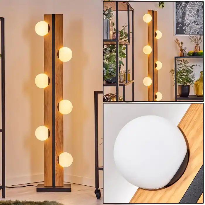 Chehalis Kogellampje, Staande lamp Natuurlijke kleuren, Zwart, 6-lichts Meest Verkocht