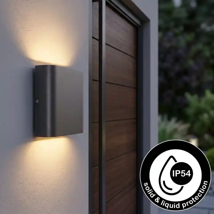Beste Prijs Gamas Wandlamp voor buiten, Badkamerlamp, Licht omhoog & omlaag, Wandlamp LED Antraciet, 1-licht