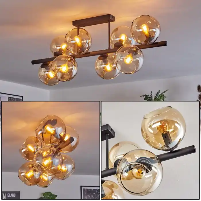 Gastor Plafondlamp, Kogellampje Amber, 8-lichts Must-Have